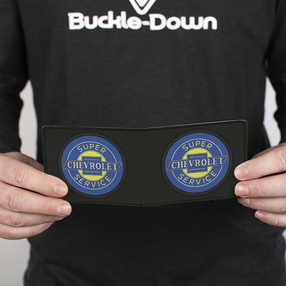 6209 PU Bifold Wallet-Chevrolet Super Service Logo Black/Blue/Yellow - Picture 4 of 8